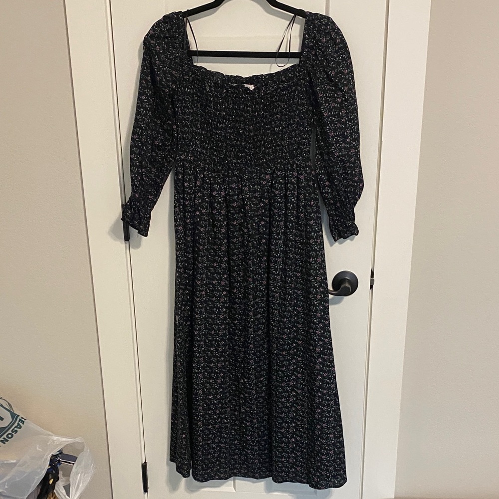 English Factory Black Floral Midi Dress